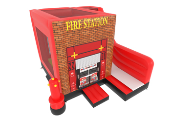 Combo Slide Fire Station Bouncy Castle