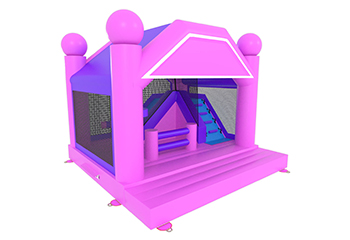 Slide Combo Pink Bouncy Castle With Movable Banner